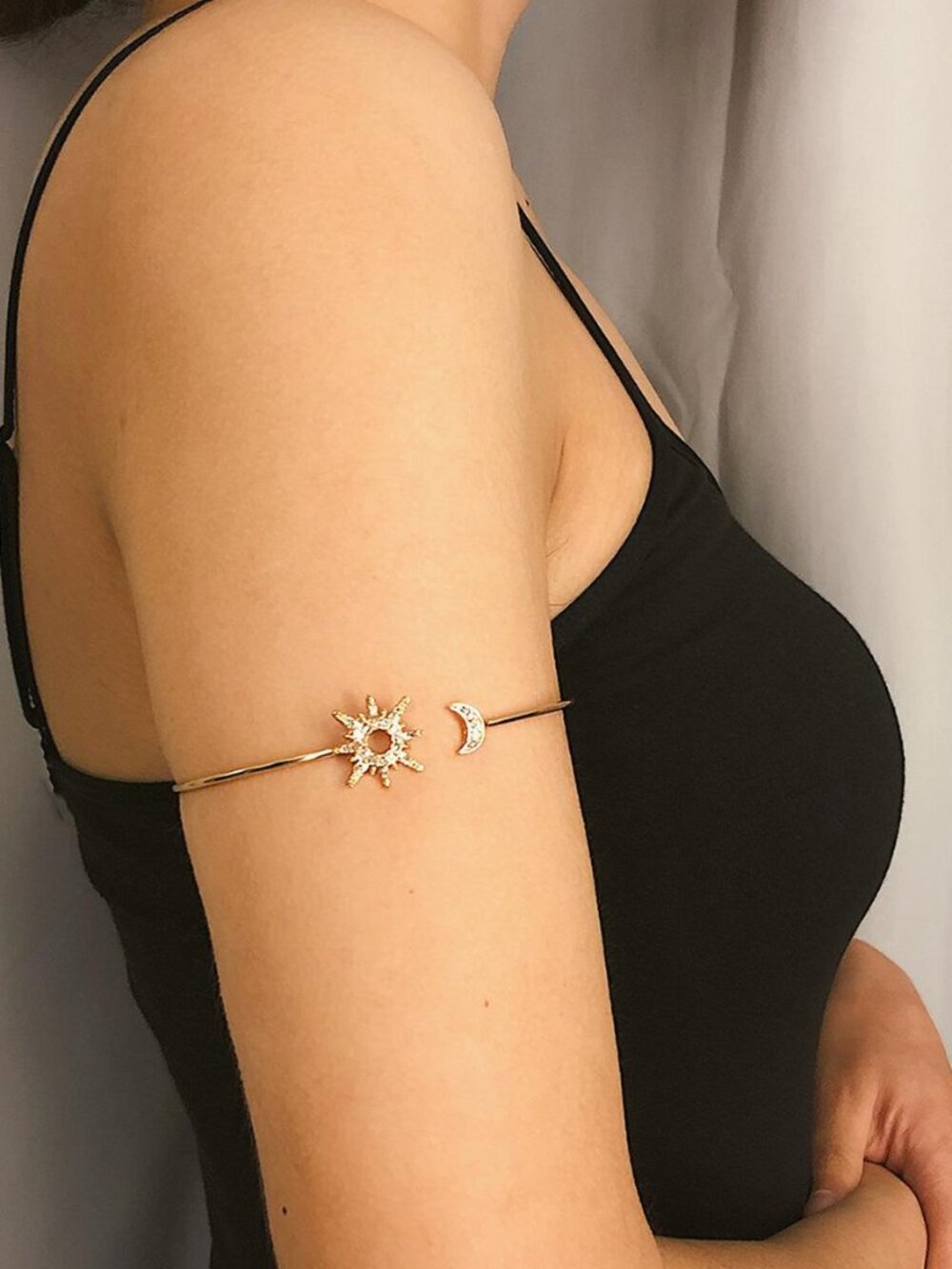 3/$35 NWT Gold Sun & Moon Upper Arm Cuff Bracelet Celestial Rhinestone Bangle